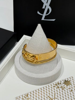 YSL Atelier Sculptural Gold Cuff Bracelet