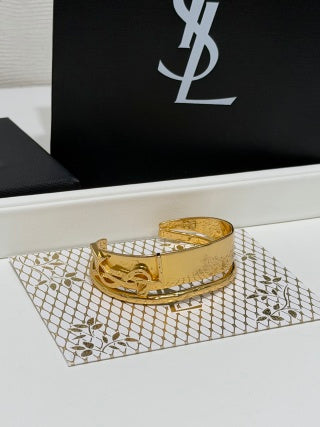 YSL Atelier Sculptural Gold Cuff Bracelet