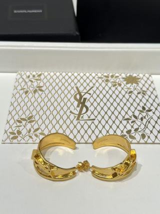 YSL Atelier Gold Sculptural Hoop Earrings