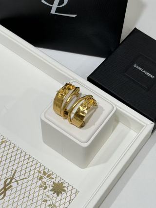 YSL Atelier Gold Sculptural Hoop Earrings