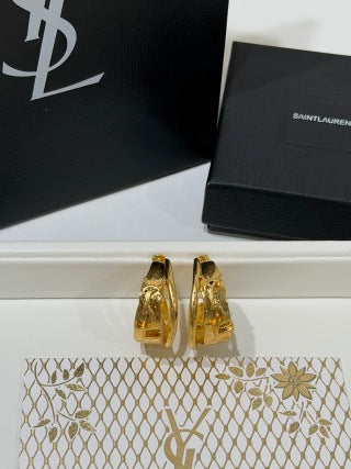 YSL Atelier Gold Sculptural Hoop Earrings