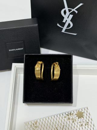 YSL Atelier Gold Sculptural Hoop Earrings