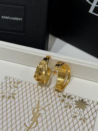 YSL Atelier Gold Sculptural Hoop Earrings