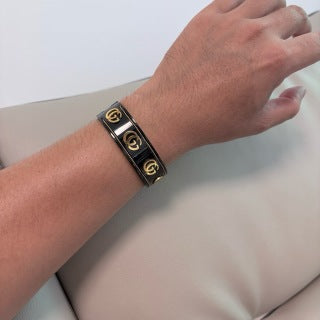 Gucci GG Interlocking Logo Enamel Cuff Bracelet