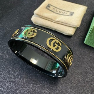 Gucci GG Interlocking Logo Enamel Cuff Bracelet