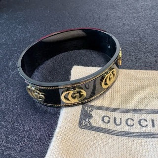 Gucci GG Interlocking Logo Enamel Cuff Bracelet
