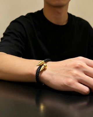 Gucci GG Horn Charm Leather Wrap Bracelet