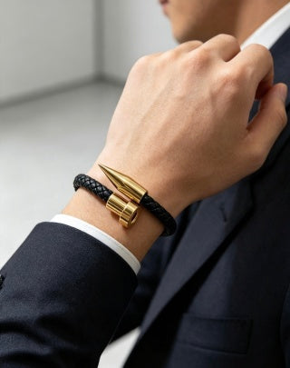 Gucci GG Horn Charm Leather Wrap Bracelet