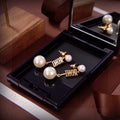 Dior Evelyne Pearl Letter Drop Stud Earrings