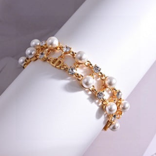 Dior Valentina Pearl Crystal Bloom Chain Bracelet