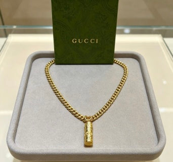 Gucci GG Barrel Pendant Rope Chain Necklace