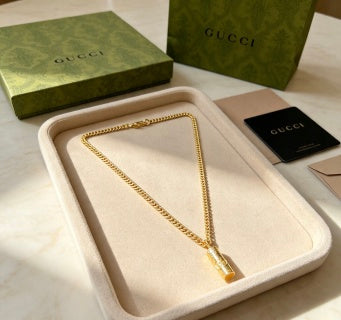 Gucci GG Barrel Pendant Rope Chain Necklace