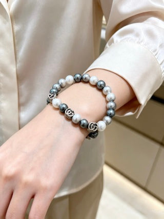 Gucci GG Pearl Bead Charm Bracelet