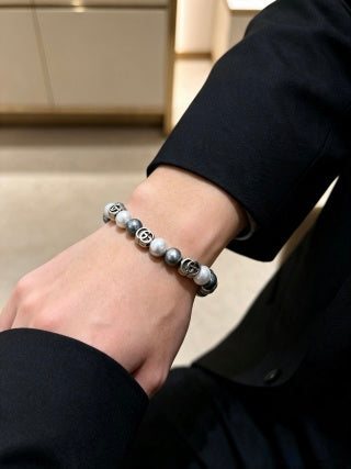 Gucci GG Pearl Bead Charm Bracelet