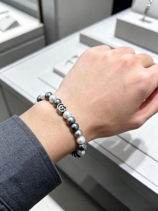 Gucci GG Pearl Bead Charm Bracelet