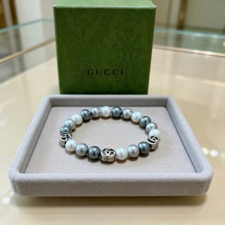 Gucci GG Pearl Bead Charm Bracelet