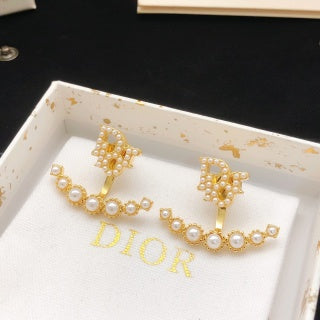 Dior Elowen Pearl Crescent Butterfly Stud Earrings