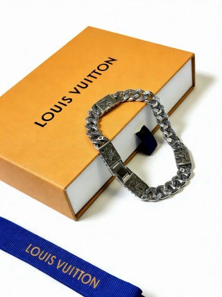 Louis Vuitton Monogram Engraved Link Chain Bracelet
