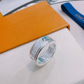 Louis Vuitton Monogram Wave Silver Band Ring