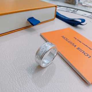 Louis Vuitton Monogram Wave Silver Band Ring