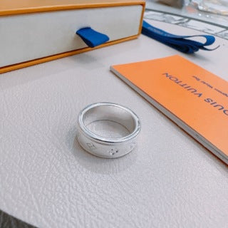 Louis Vuitton Monogram Wave Silver Band Ring