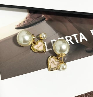 Dior Amara Pearl Heart Charm Stud Earrings