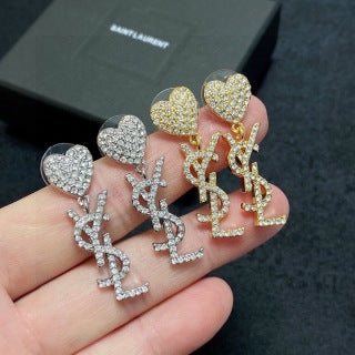 YSL Cœur Pavé Monogram Drop Earrings