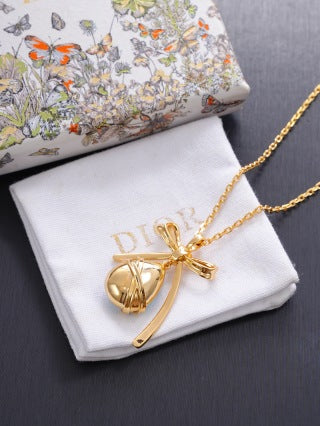 Dior Elara Teardrop Crystal Ribbon Pendant Necklace