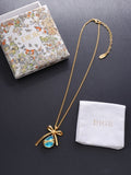 Dior Elara Teardrop Crystal Ribbon Pendant Necklace
