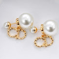 Dior Evelyne Pearl CD Link Drop Stud Earrings