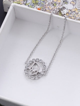 Dior Evelyne Crystal Halo CD Pendant Necklace
