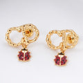 Dior Valoria Ruby Beetle Charm Hoop Stud Earrings