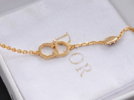 Dior Evelisse Ruby Link Charm Chain Bracelet