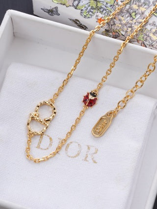 Dior Roseline Ruby Accent Fine Chain Necklace