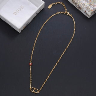 Dior Roseline Ruby Accent Fine Chain Necklace