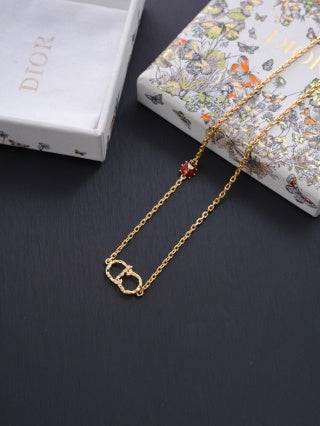 Dior Roseline Ruby Accent Fine Chain Necklace