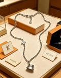 Louis Vuitton Monogram Lock Pendant Chain Necklace