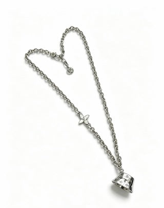 Louis Vuitton Monogram Lock Pendant Chain Necklace