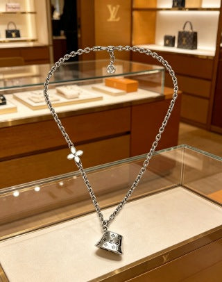 Louis Vuitton Monogram Lock Pendant Chain Necklace