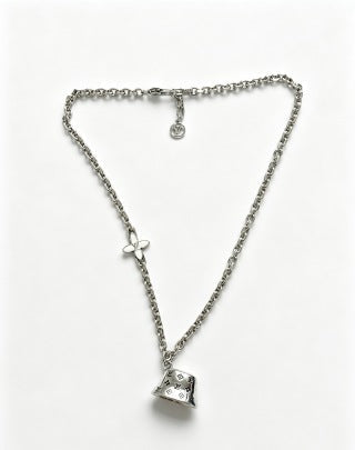 Louis Vuitton Monogram Lock Pendant Chain Necklace