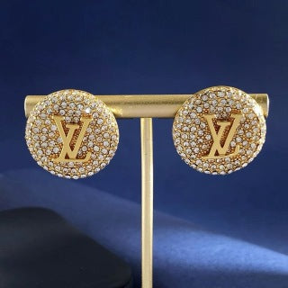 Louis Vuitton Crystal Monogram Round Stud Earrings