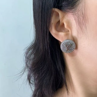Louis Vuitton Crystal Monogram Round Stud Earrings