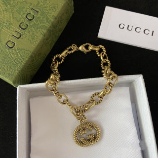 Gucci GG Engraved Medallion Chain Necklace