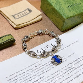 Gucci GG Floral Tiger Eye Charm Bracelet