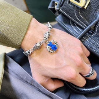 Gucci GG Floral Tiger Eye Charm Bracelet