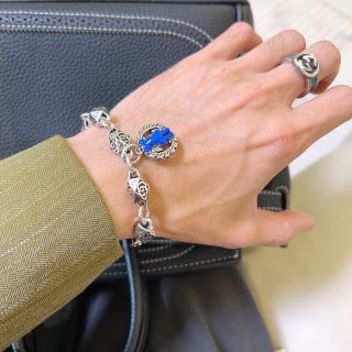 Gucci GG Floral Tiger Eye Charm Bracelet