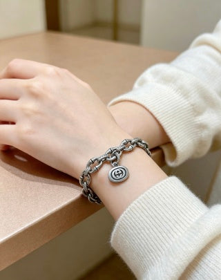 Gucci GG Engraved Barrel Link Bracelet