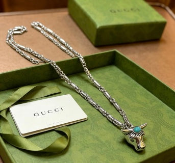 Gucci GG Horse Head Turquoise Pendant Necklace