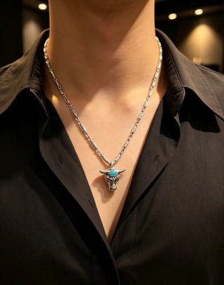 Gucci GG Horse Head Turquoise Pendant Necklace