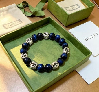Gucci GG Blue Stone Bead Bracelet